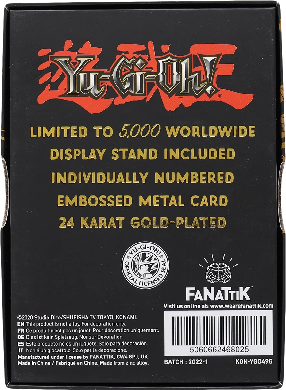 Carte Dragon Crâne Noir plaqué or 24 carats en édition limitée Yu-Gi-Oh!