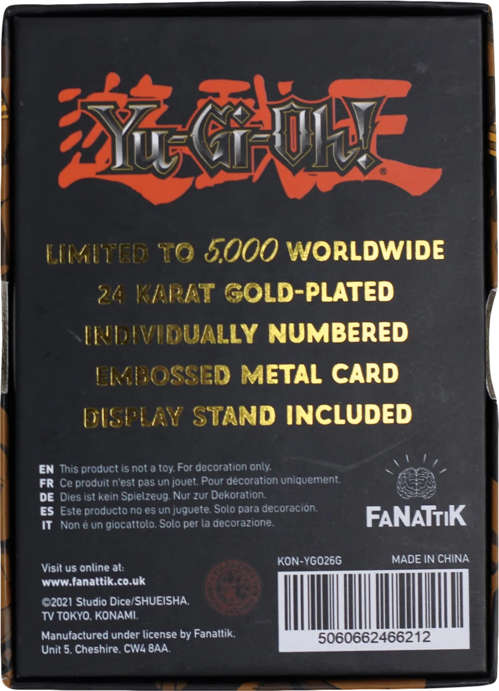 Carte Exodia plaqué or 24 carats en édition limitée Yu-Gi-Oh!