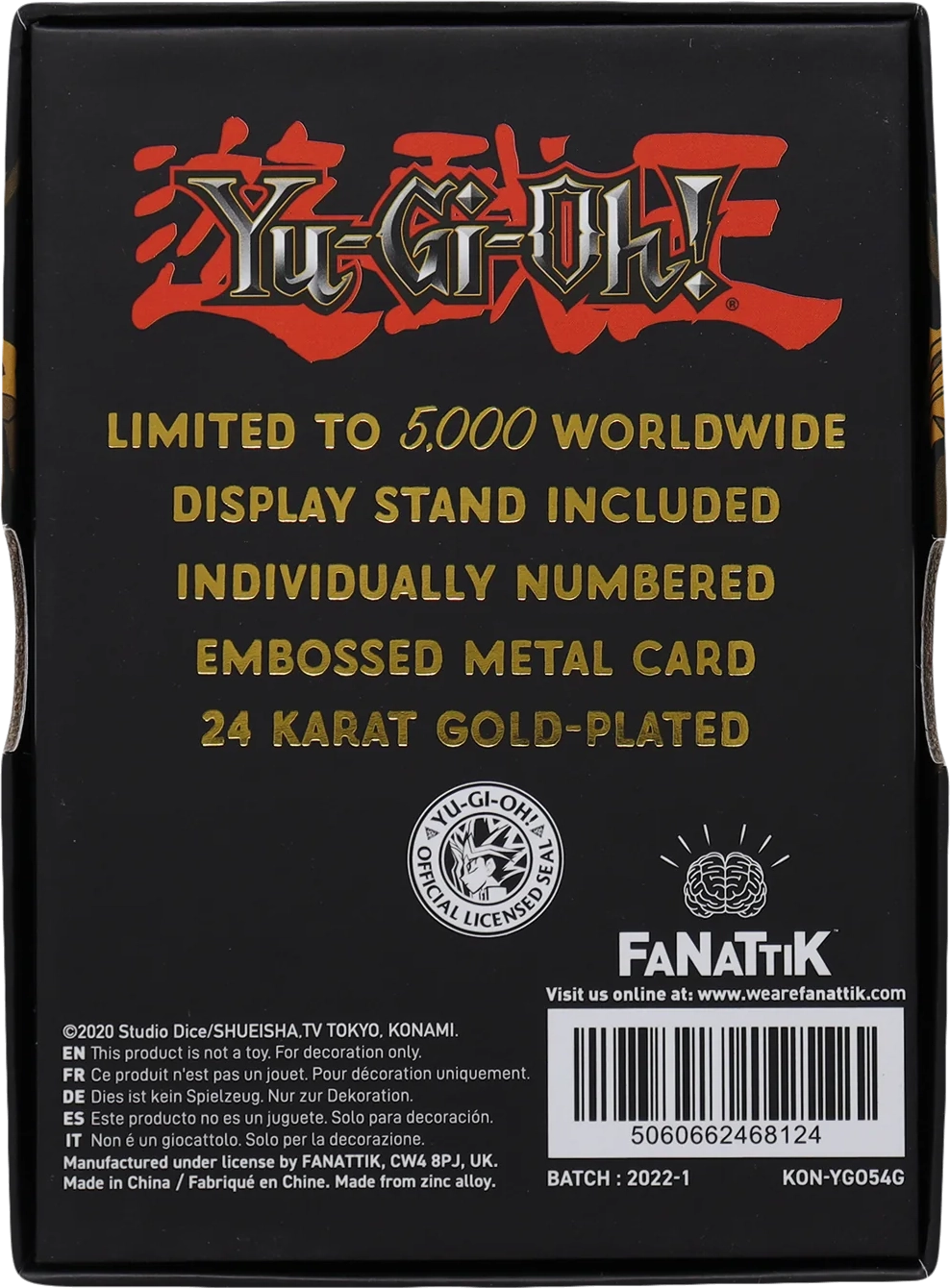 Carte Magicien du Temps plaqué or 24 carats en édition limitée Yu-Gi-Oh!