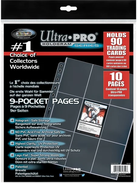 Ultra Pro 10 feuilles de 9 cases Hologram Platinum Series
